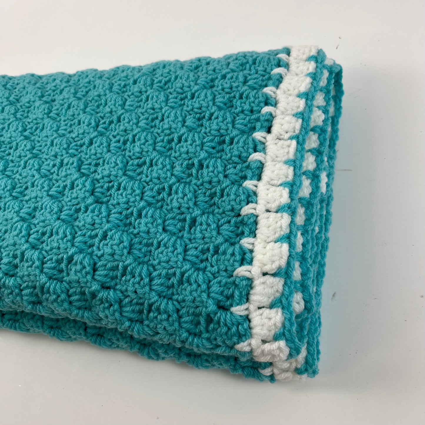 Blanket aqua and white